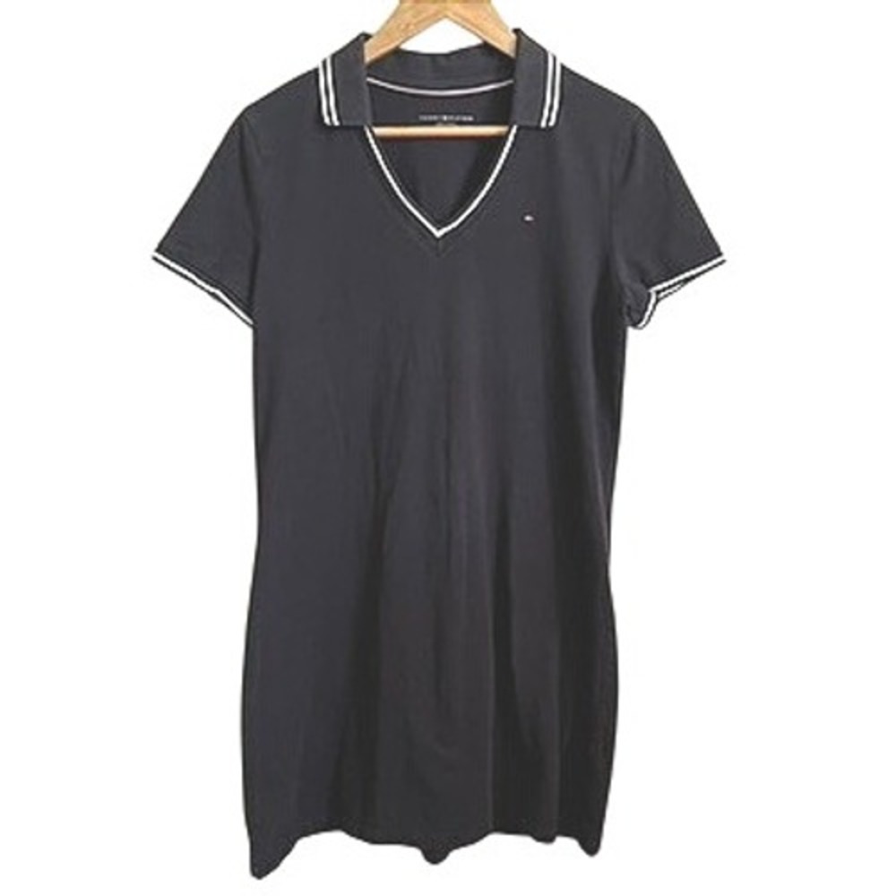 Tommy Hilfiger Women's Black Polo Dress Short Sleeve V Neck‎ Casual